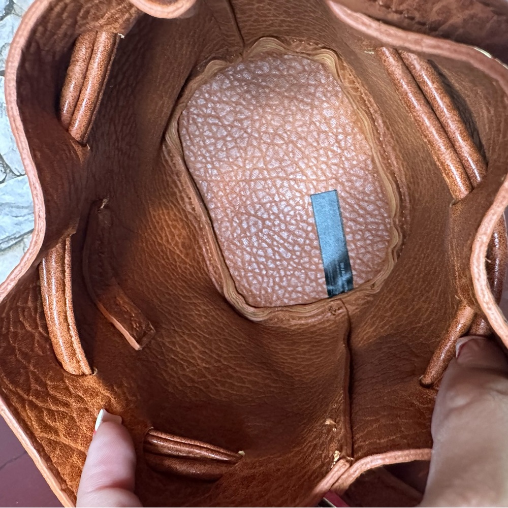 Free People Brown Vegan Pebbled Leather Drawstring Bucket Bag - Picture 4 of 7
